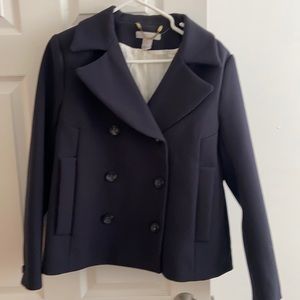 Navy blue double breasted waist jacket